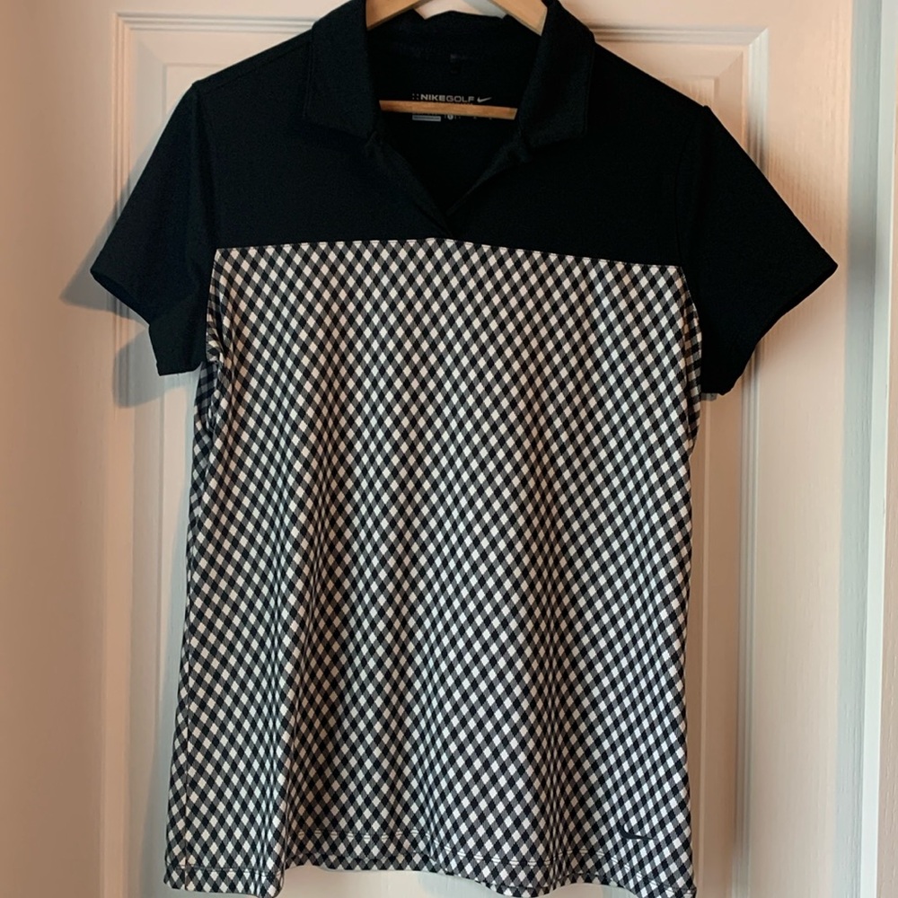 NIKE collared short sleeve checkered golf top